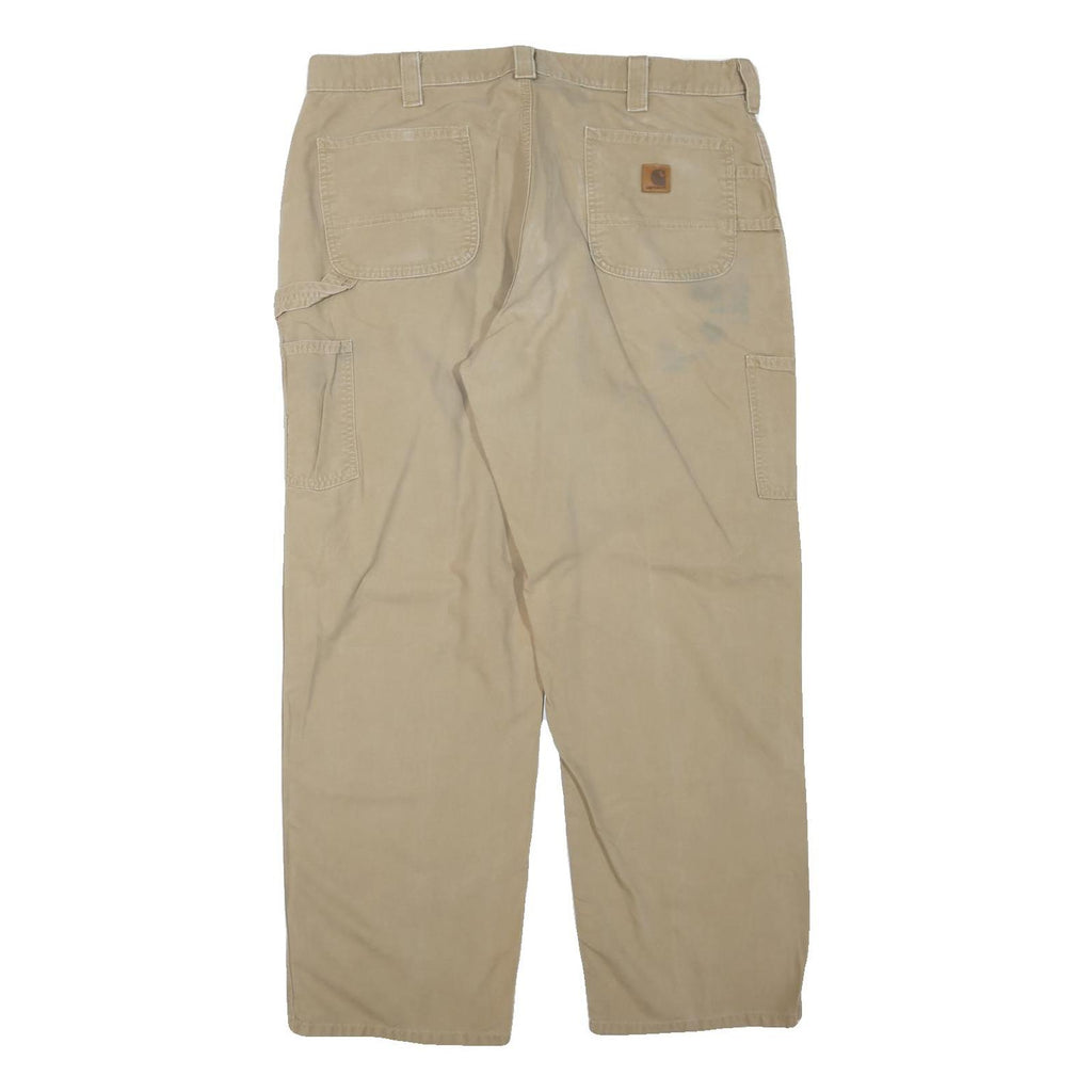 CARHARTT Mens Regular Fit Beige Cotton Blend Trousers W40 L32 Workwear Utility