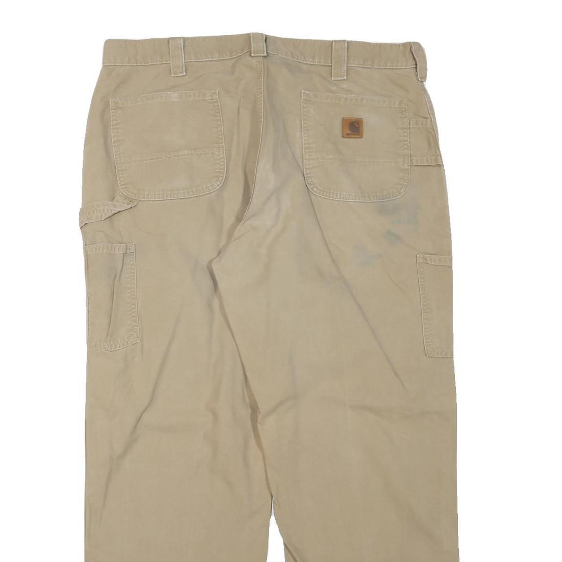 CARHARTT Mens Regular Fit Beige Cotton Blend Trousers W40 L32 Workwear Utility