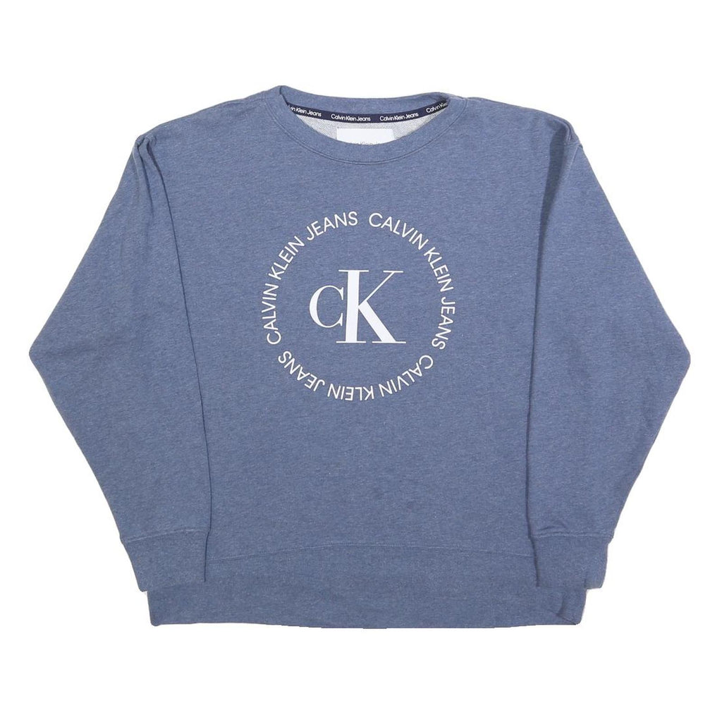 CALVIN KLEIN JEANS Womens Blue Ck Circle Logo Crew Neck M Sweatshirt