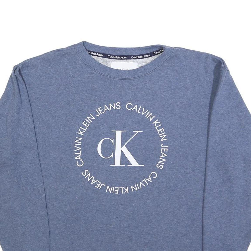 CALVIN KLEIN JEANS Womens Blue Ck Circle Logo Crew Neck M Sweatshirt