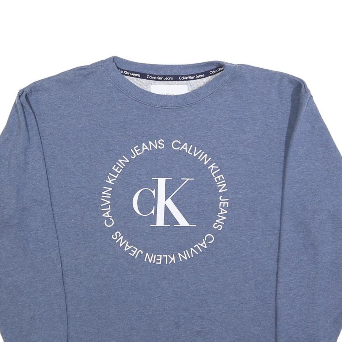 CALVIN KLEIN JEANS Womens Blue Ck Circle Logo Crew Neck M Sweatshirt