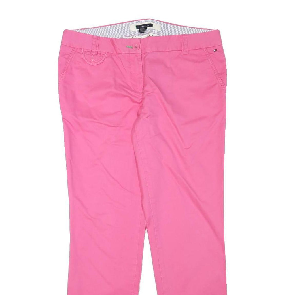 TOMMY HILFIGER Womens Slim Pink Cotton Blend Zip Trousers W34 L30 Casual