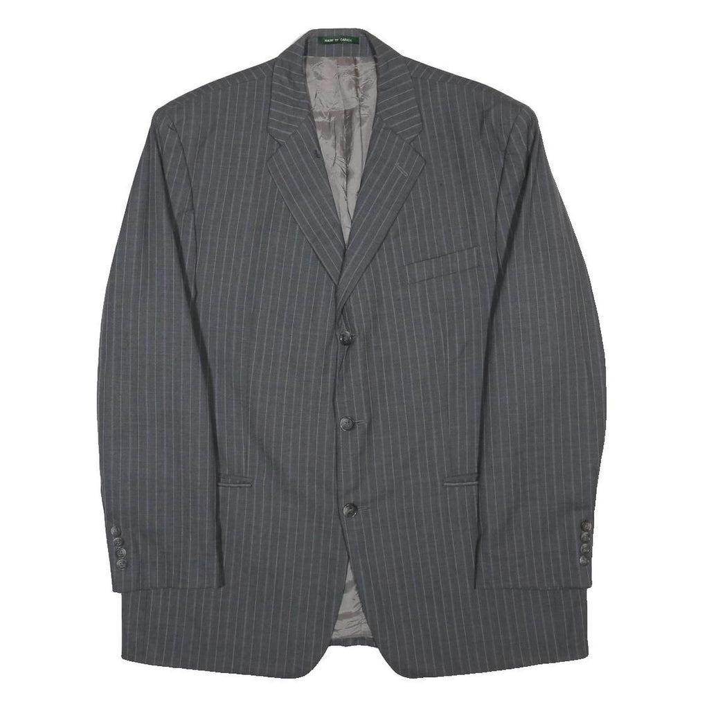 LAUREN RALPH LAUREN Mens Grey Wool Pinstripe Classic Jacket XL Woven Tailored