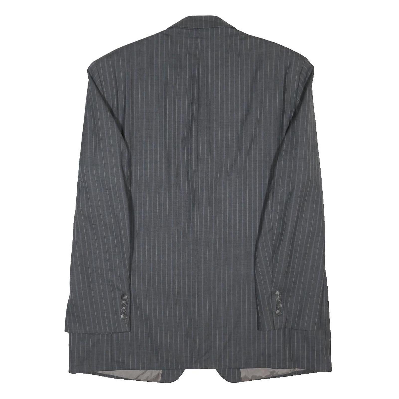 LAUREN RALPH LAUREN Mens Grey Wool Pinstripe Classic Jacket XL Woven Tailored