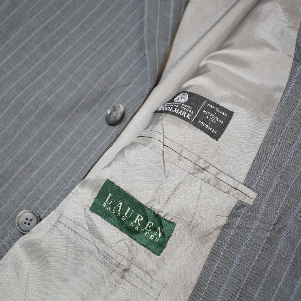 LAUREN RALPH LAUREN Mens Grey Wool Pinstripe Classic Jacket XL Woven Tailored