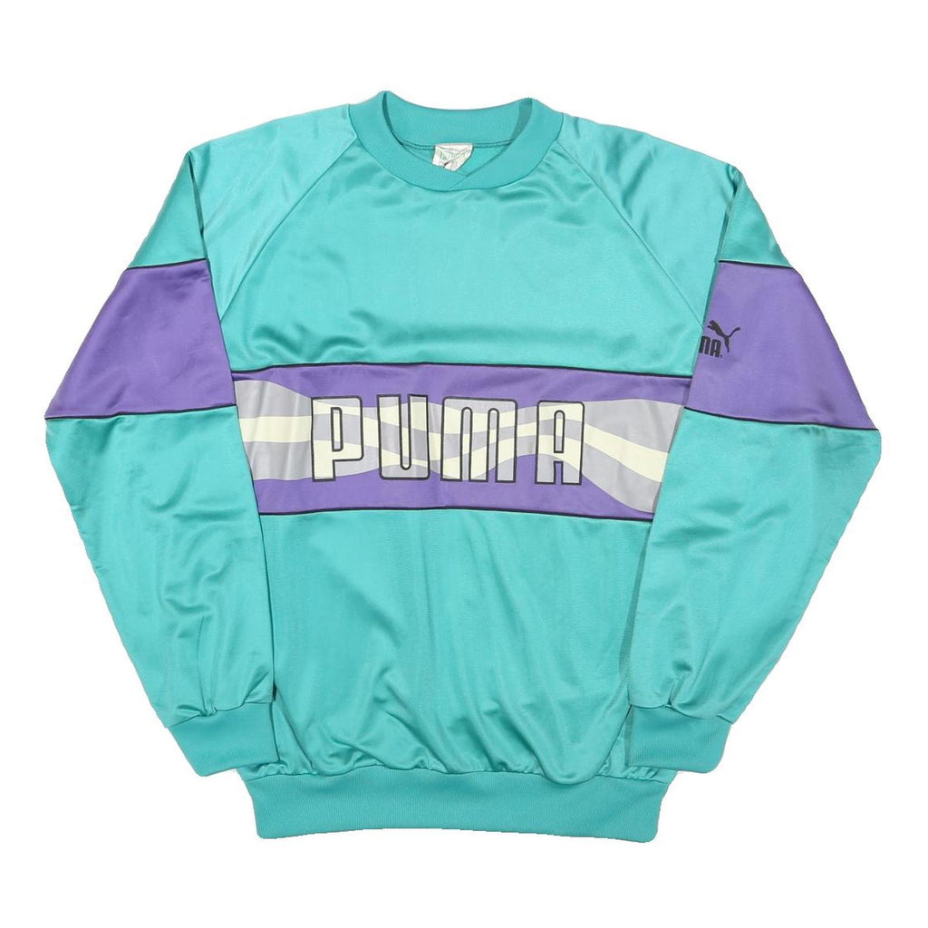 PUMA Womens Turquoise & Purple Sweatshirt Crew Neck L Retro Logo