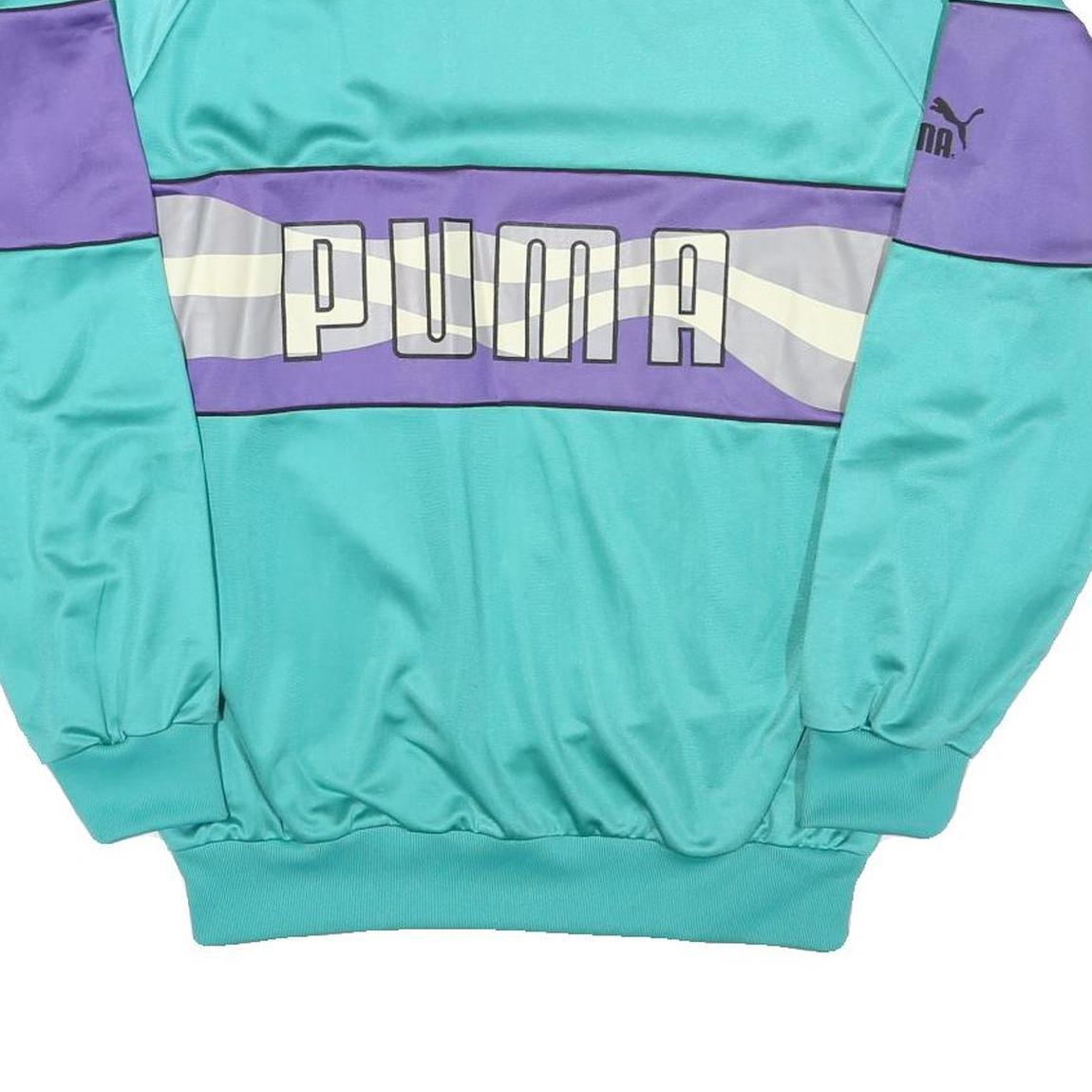 PUMA Womens Turquoise & Purple Sweatshirt Crew Neck L Retro Logo