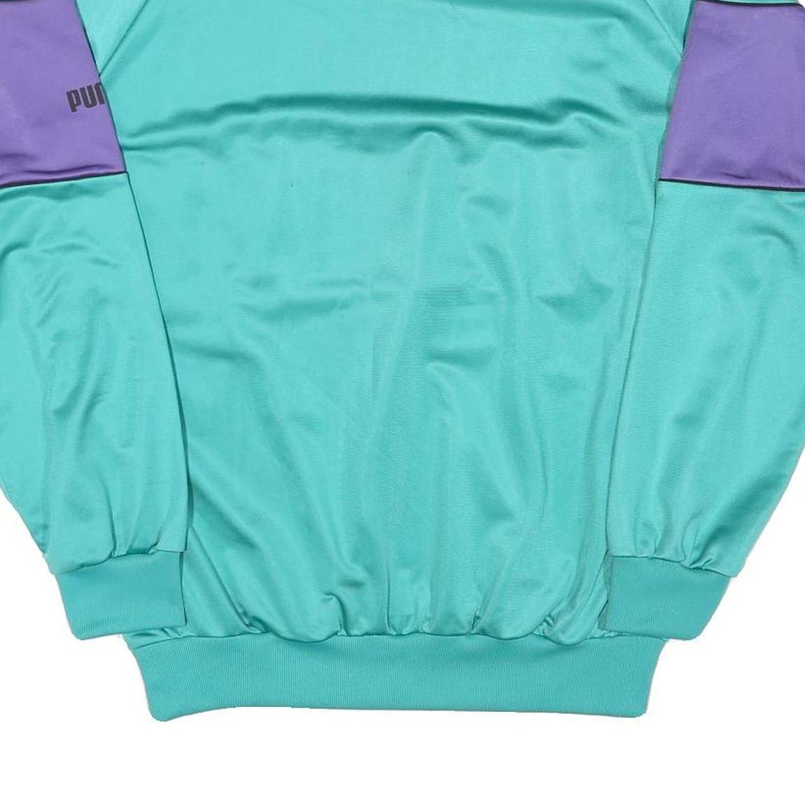 PUMA Womens Turquoise & Purple Sweatshirt Crew Neck L Retro Logo