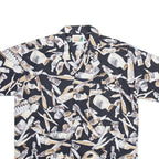 CASUAL LAND Mens Shirt Black Crazy Pattern L