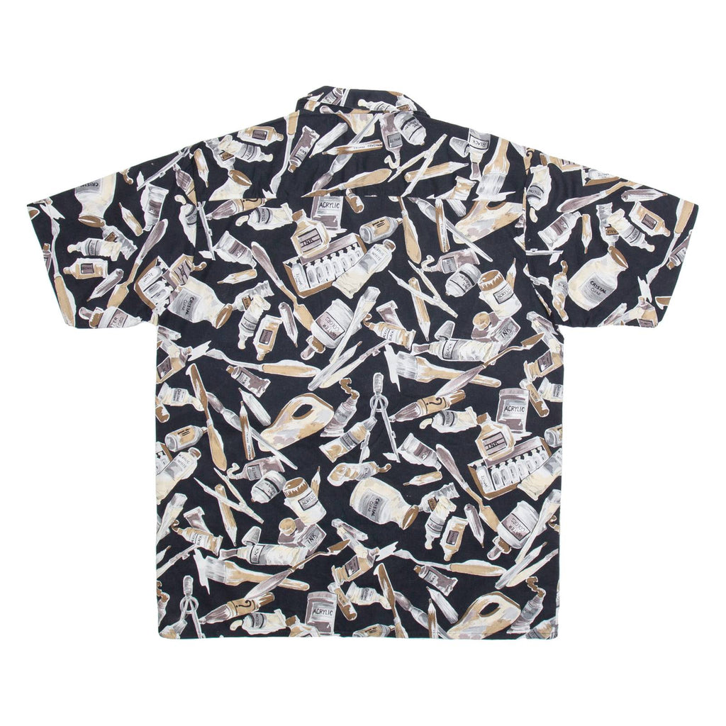 CASUAL LAND Mens Shirt Black Crazy Pattern L