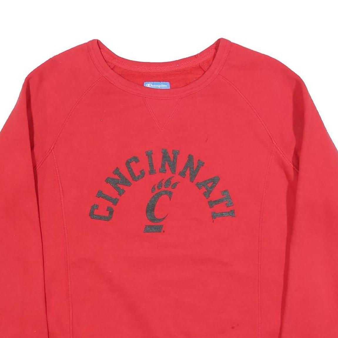 CHAMPION Womens Red Cincinnati Crew Neck L Cotton Blend Sweatshirt