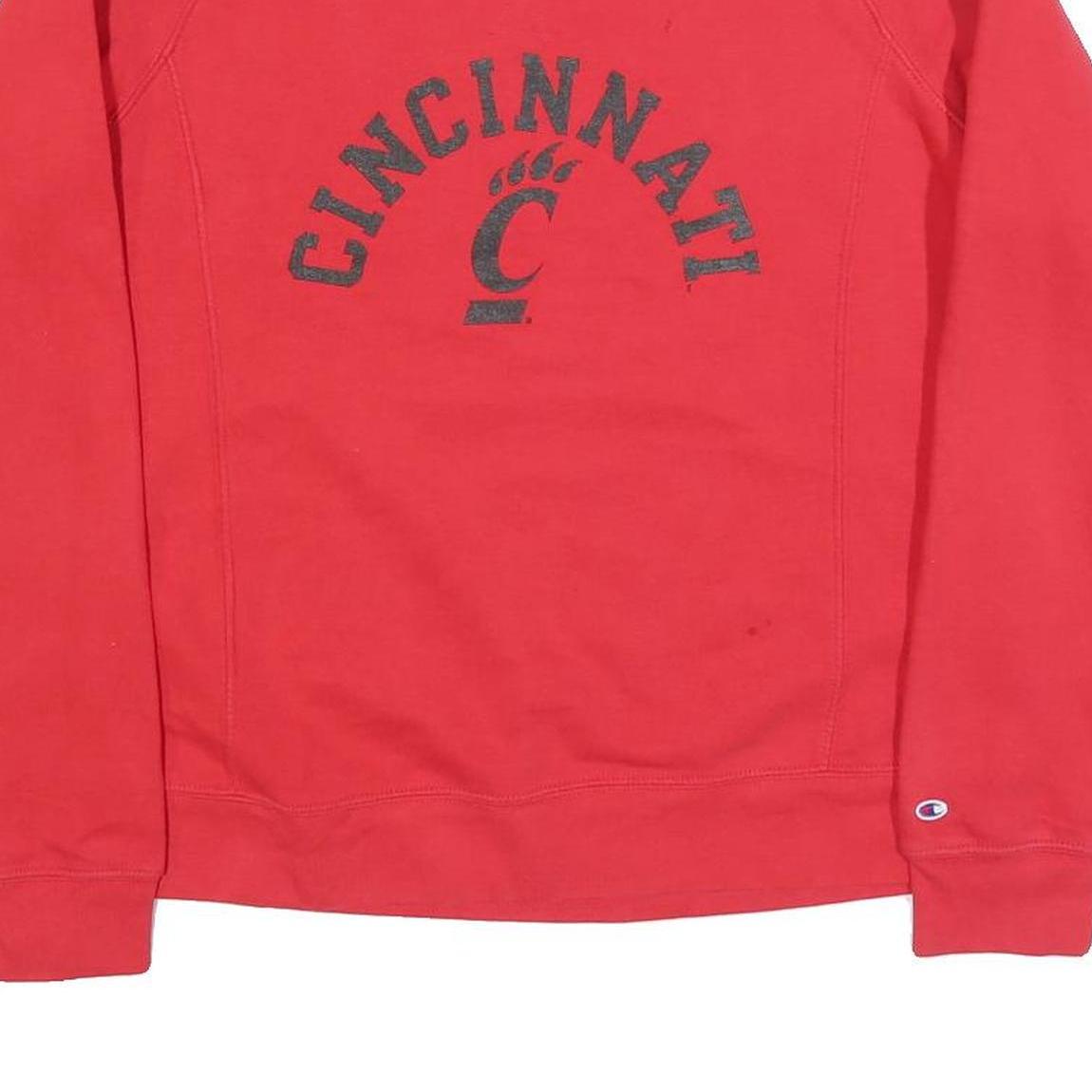 CHAMPION Womens Red Cincinnati Crew Neck L Cotton Blend Sweatshirt