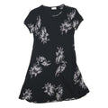 K.C. SPENCER Womens Black & Grey Floral Day Dress Cotton Blend Short Sleeve S