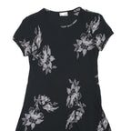 K.C. SPENCER Womens Black & Grey Floral Day Dress Cotton Blend Short Sleeve S