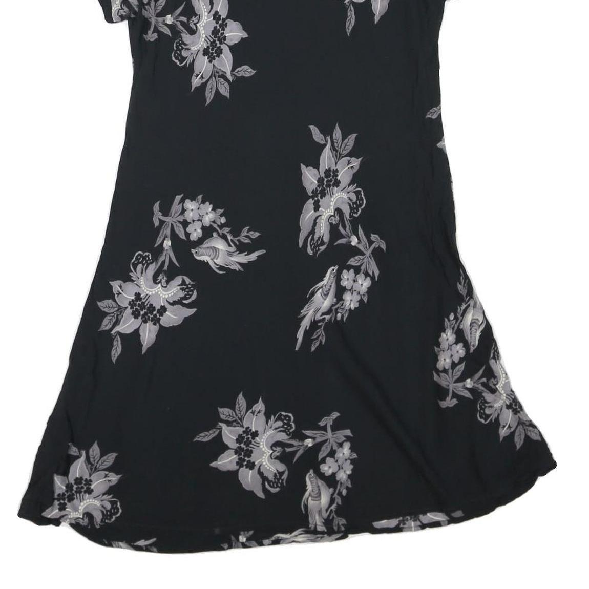 K.C. SPENCER Womens Black & Grey Floral Day Dress Cotton Blend Short Sleeve S