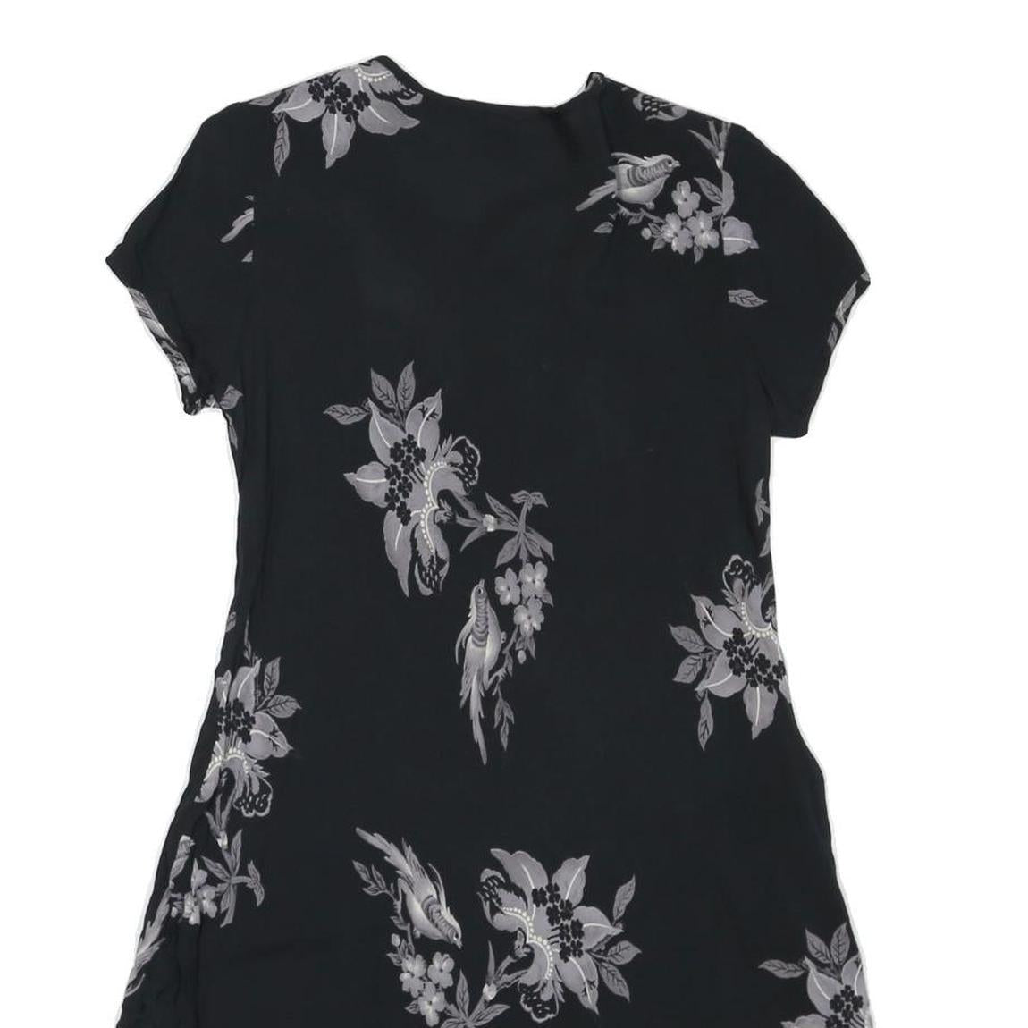 K.C. SPENCER Womens Black & Grey Floral Day Dress Cotton Blend Short Sleeve S