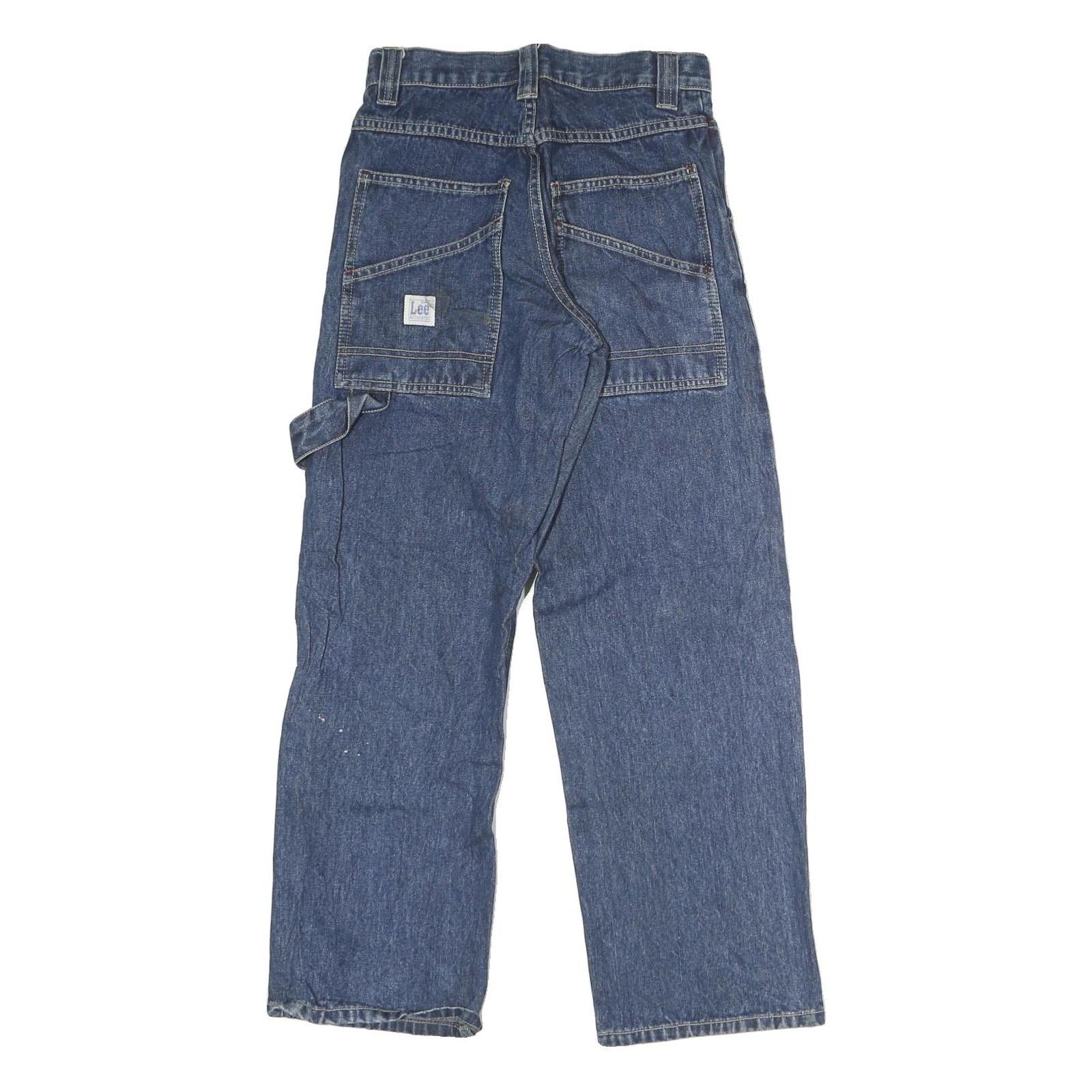 LEE Womens Blue Regular Straight Denim W26 L26 Workwear Carpenter Zip Jeans