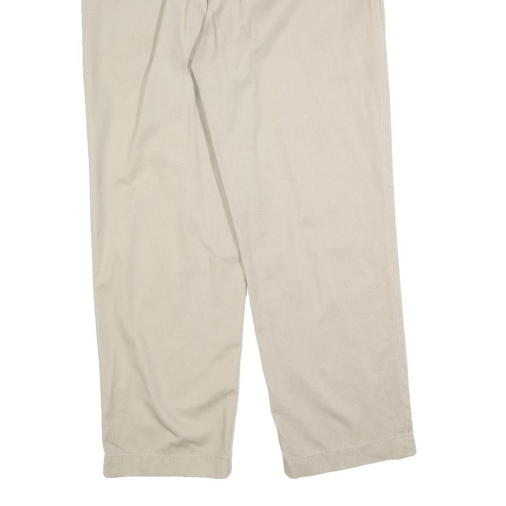 NAUTICA Mens Cotton Blend Beige Regular Straight Trousers W36 L30 Classic Zip