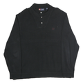 CHAPS Mens Black Cotton Sweatshirt XL Button Neck Casual Pullover