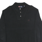 CHAPS Mens Black Cotton Sweatshirt XL Button Neck Casual Pullover