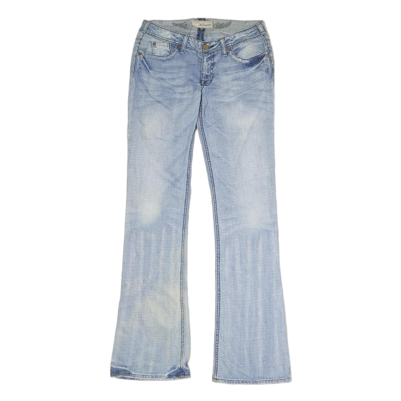 J & COMPANY Mens Regular Fit Bootcut Denim Light Blue W30 L34 Embroidered Back