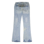 J & COMPANY Mens Regular Fit Bootcut Denim Light Blue W30 L34 Embroidered Back