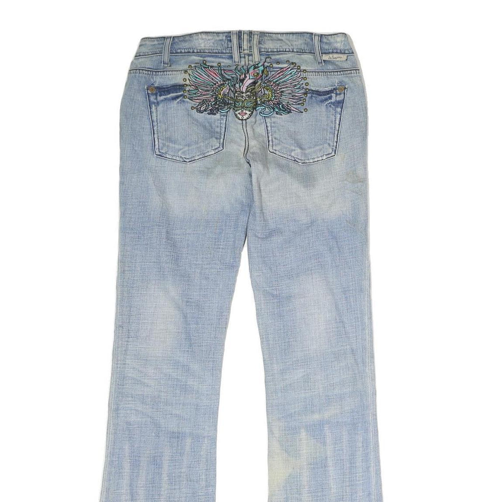 J & COMPANY Mens Regular Fit Bootcut Denim Light Blue W30 L34 Embroidered Back