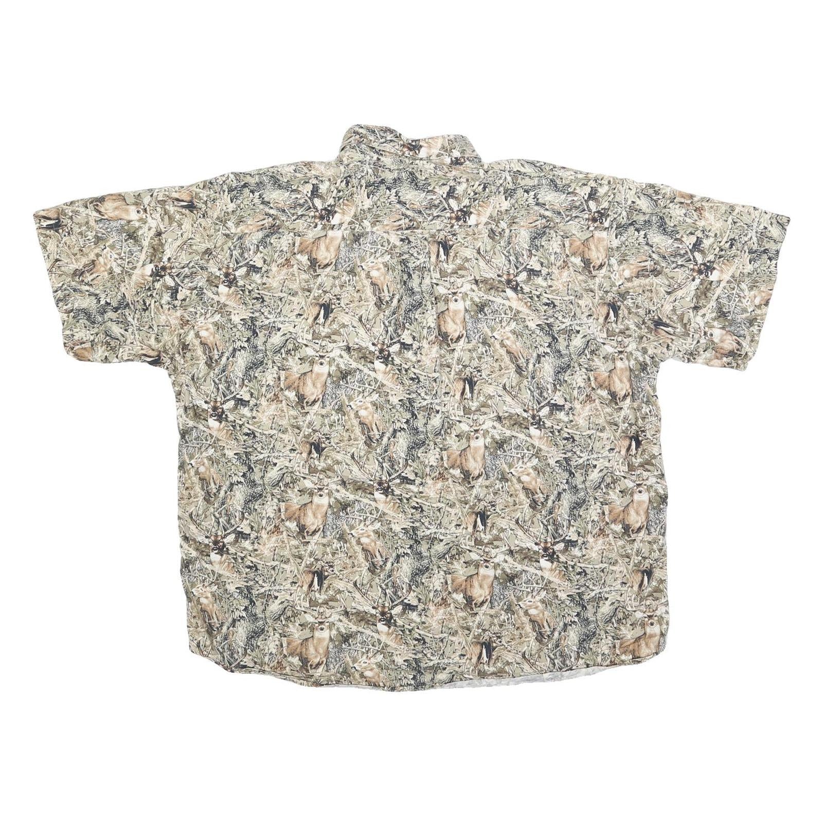 MORGAN CREEK Mens Beige & Brown Pattern Shirt XL Cotton Blend Relaxed Fit Wild