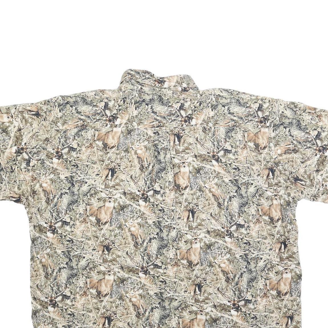 MORGAN CREEK Mens Beige & Brown Pattern Shirt XL Cotton Blend Relaxed Fit Wild