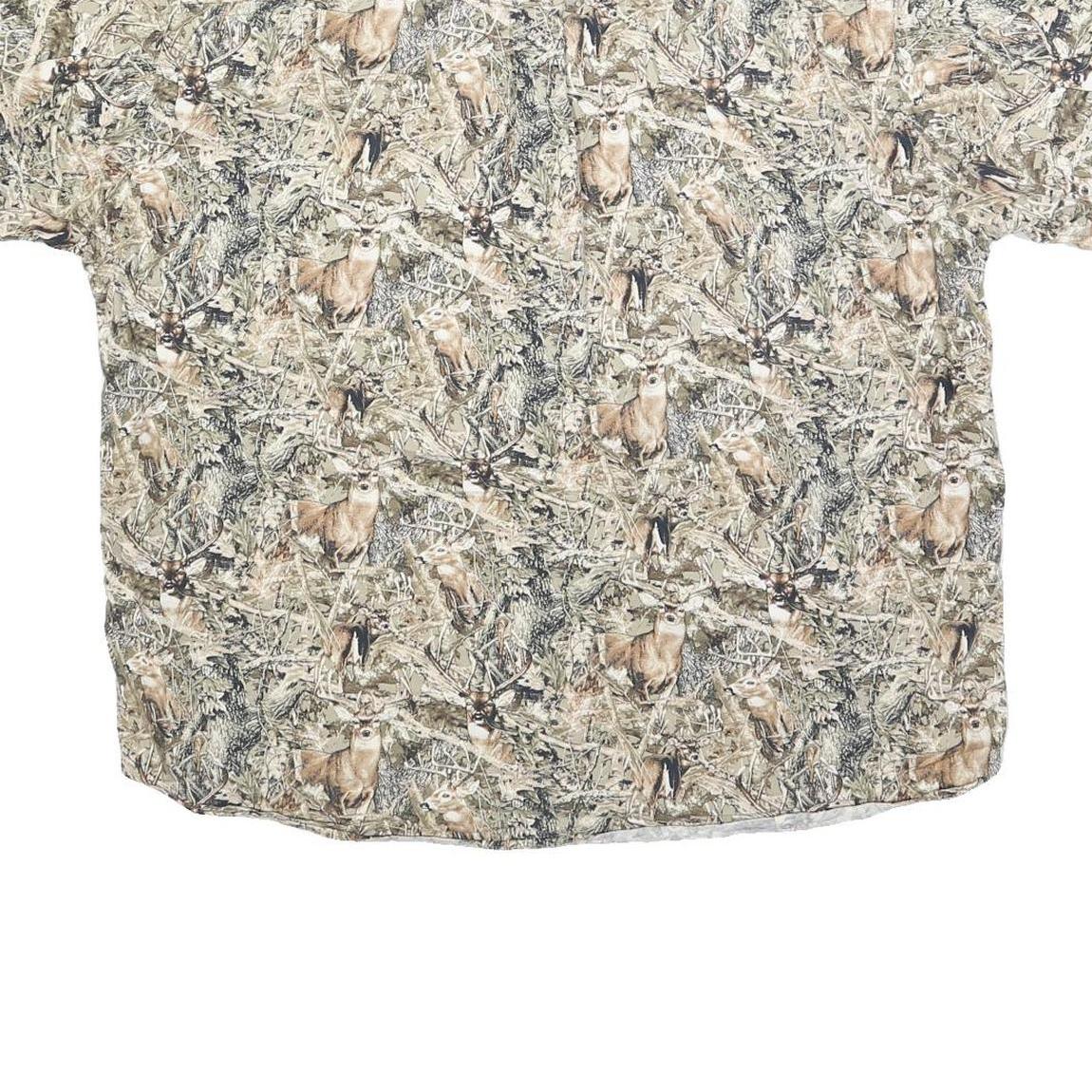 MORGAN CREEK Mens Beige & Brown Pattern Shirt XL Cotton Blend Relaxed Fit Wild