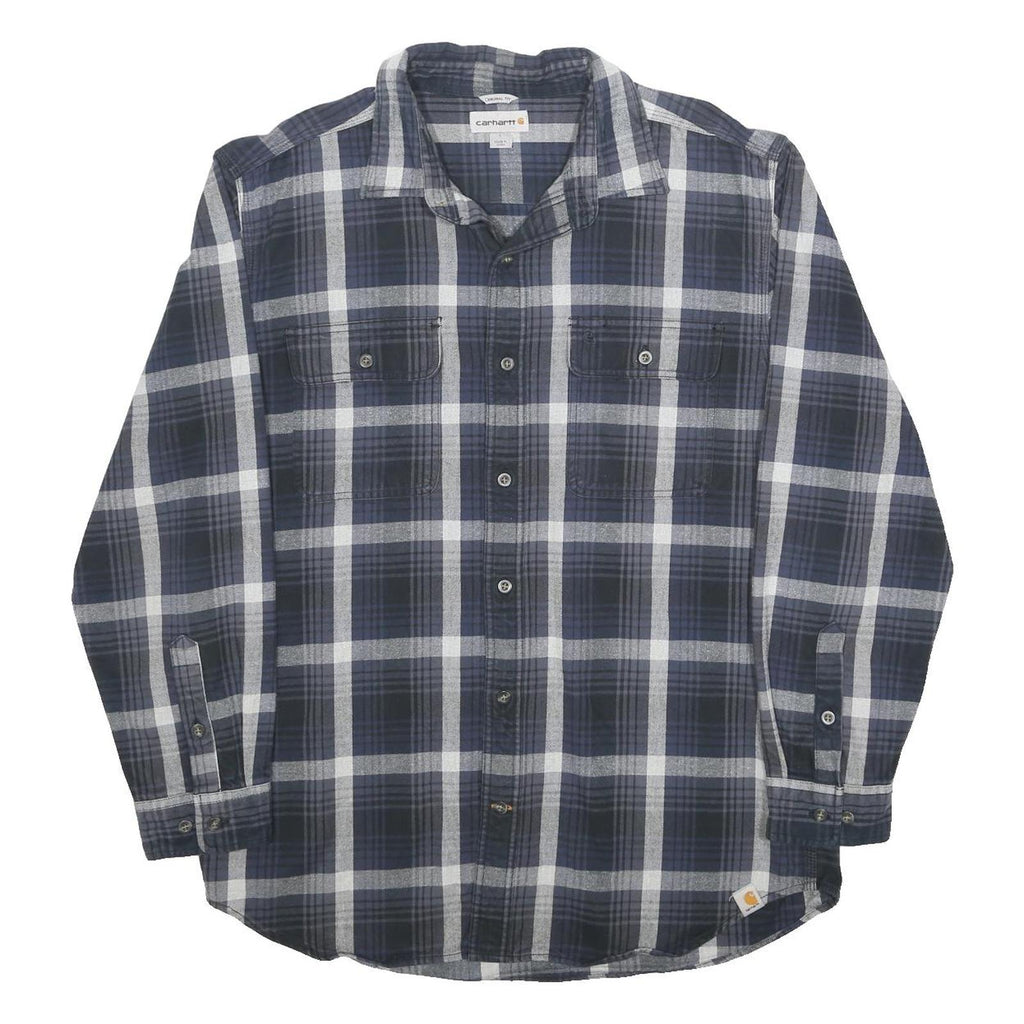 CARHARTT Mens Blue & Grey Check Shirt L Long Sleeve Cotton Workwear Casual