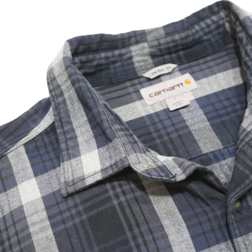 CARHARTT Mens Blue & Grey Check Shirt L Long Sleeve Cotton Workwear Casual