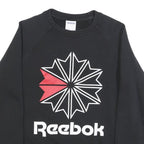 REEBOK Womens Black Crew Neck S Cotton Blend Logo Sweatshirt Casual