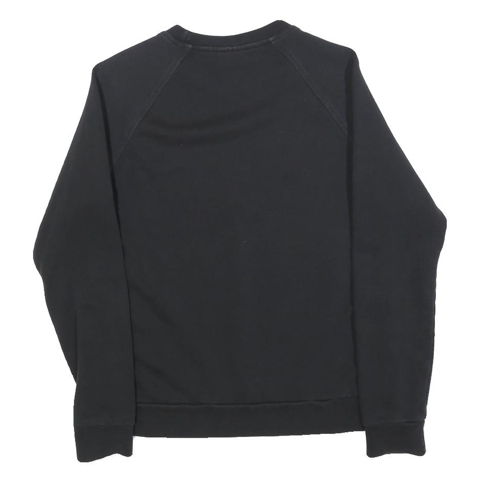 REEBOK Womens Black Crew Neck S Cotton Blend Logo Sweatshirt Casual