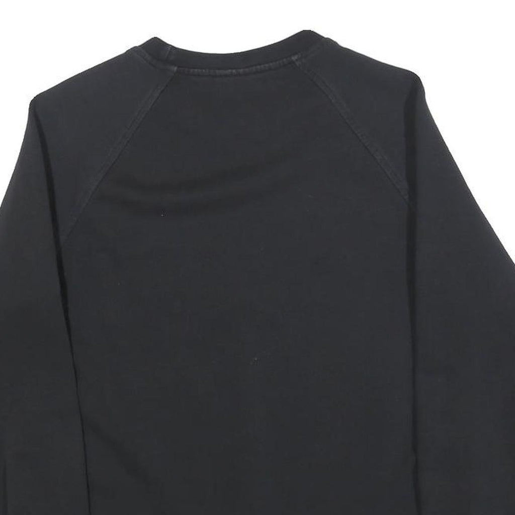 REEBOK Womens Black Crew Neck S Cotton Blend Logo Sweatshirt Casual