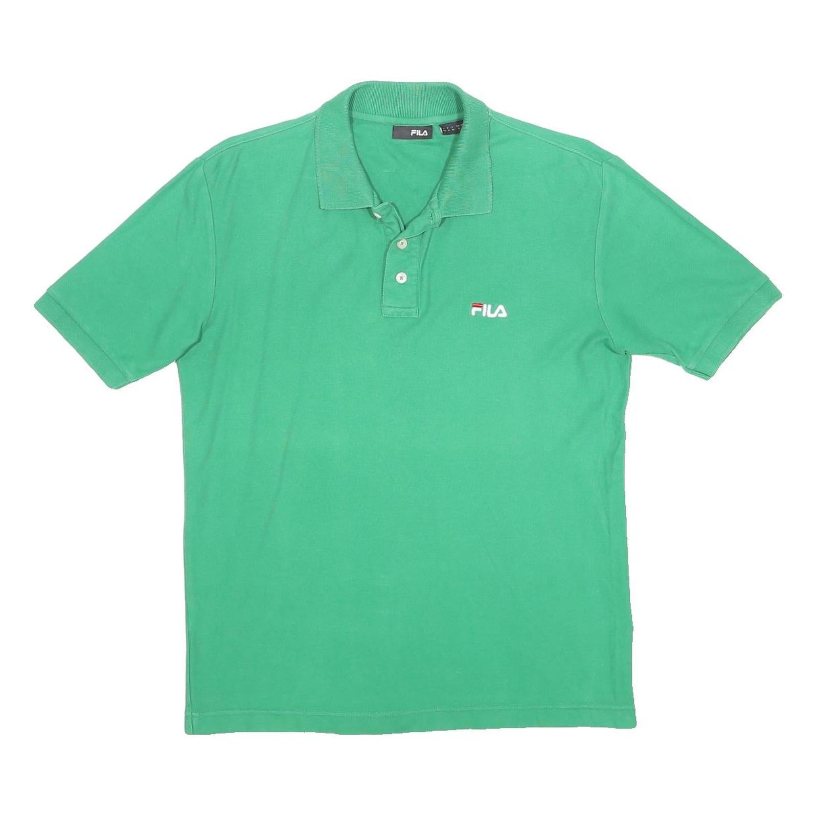 FILA Mens Green Short Sleeve Plain Polo Shirt S Cotton Casual Classic