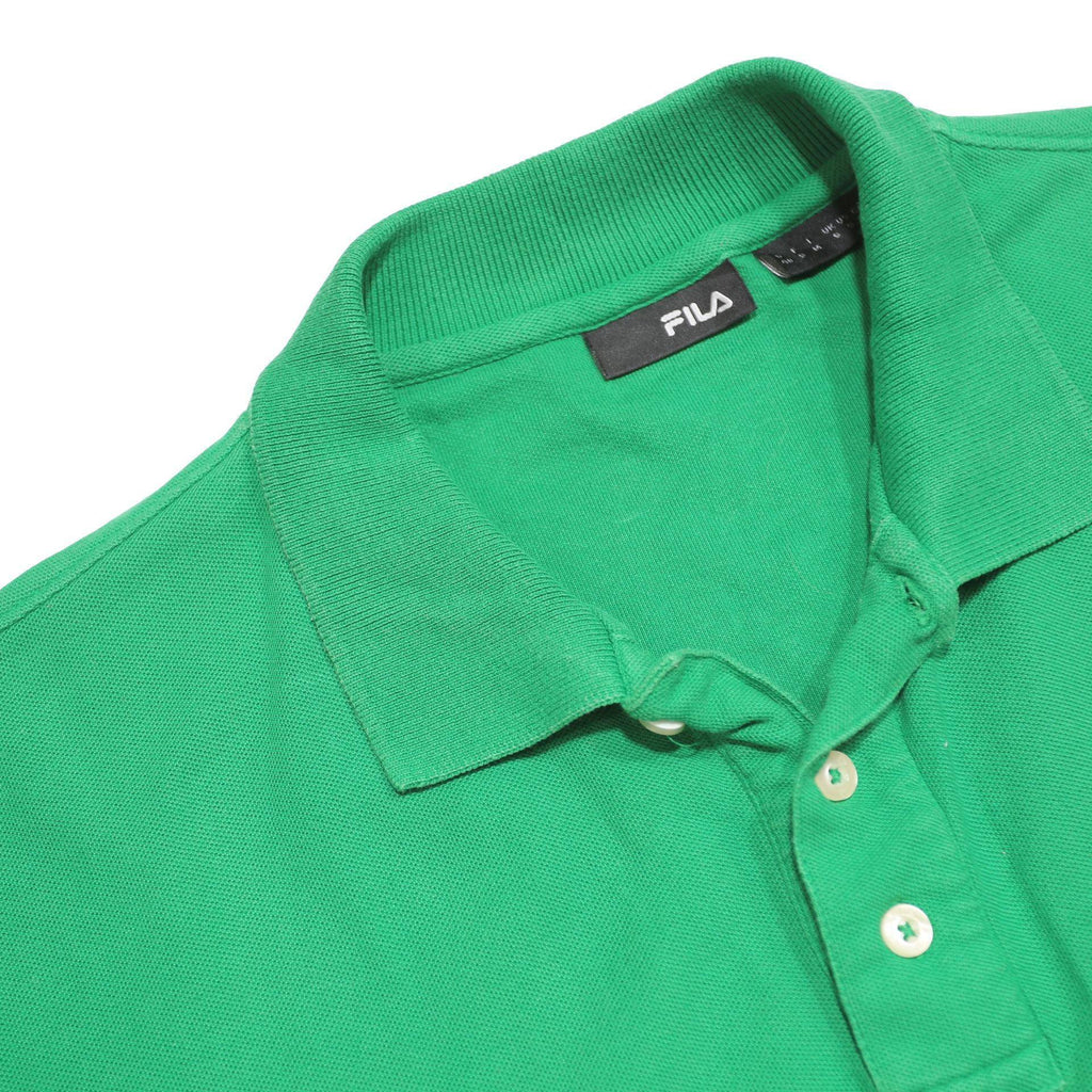 FILA Mens Green Short Sleeve Plain Polo Shirt S Cotton Casual Classic