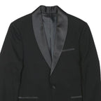 Mens Black Satin Trim Blazer Jacket XS Polyester Blend Formal Button Closure