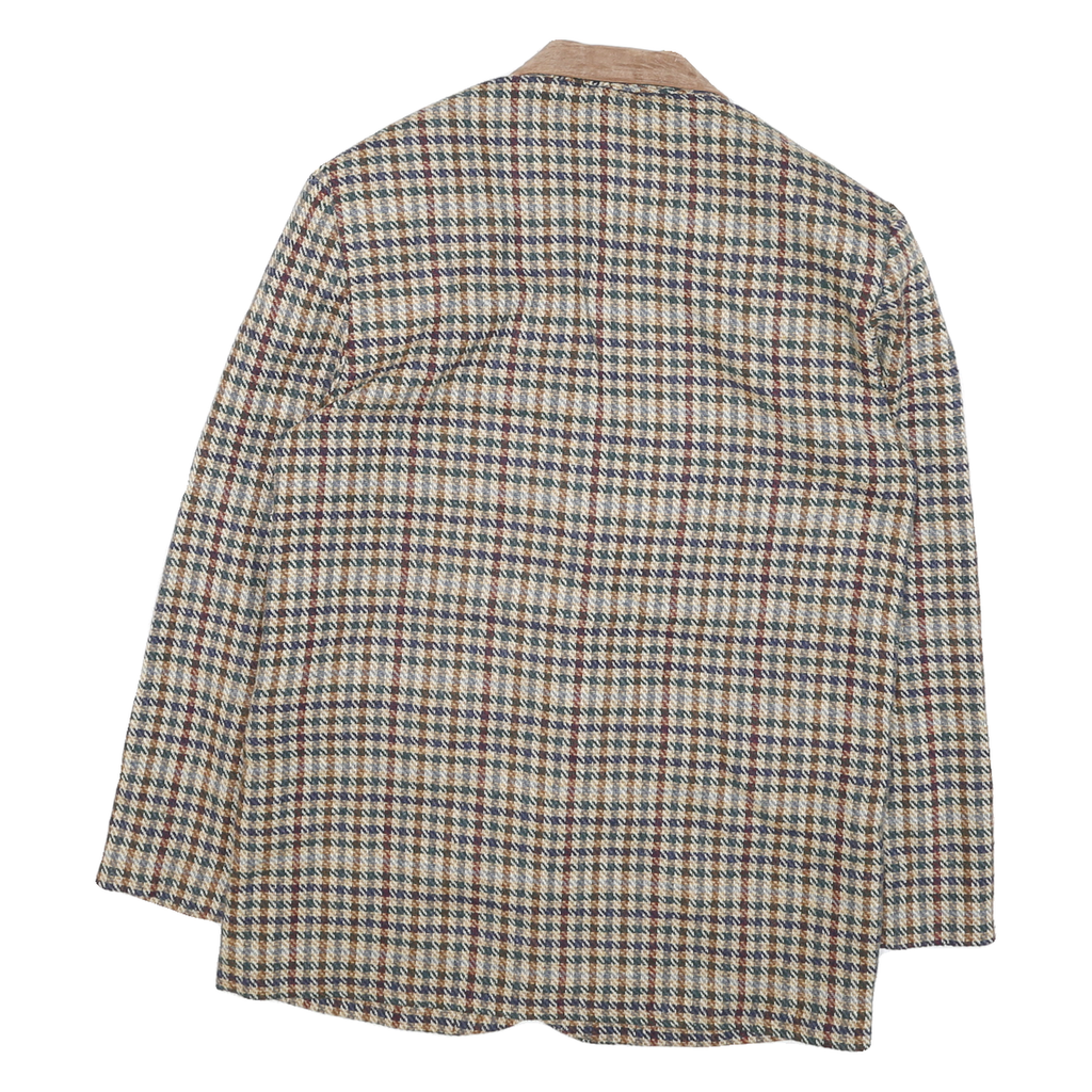 EAST END Womens Beige Brown Check Button Jacket M Polyester Blend Classic