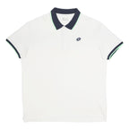 LOTTO Mens White & Navy Short Sleeve Plain 3XL Cotton Blend Polo Shirt