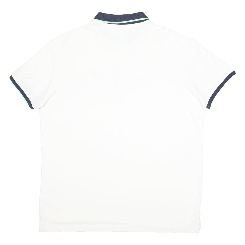 LOTTO Mens White & Navy Short Sleeve Plain 3XL Cotton Blend Polo Shirt