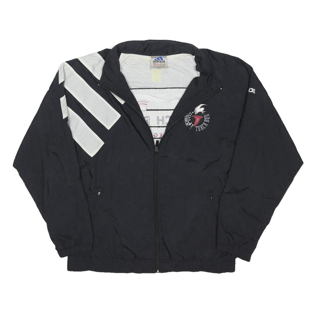 ADIDAS Mens Black & White Torch Run Zip Nylon Jacket M Athletic Sportswear