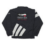 ADIDAS Mens Black & White Torch Run Zip Nylon Jacket M Athletic Sportswear