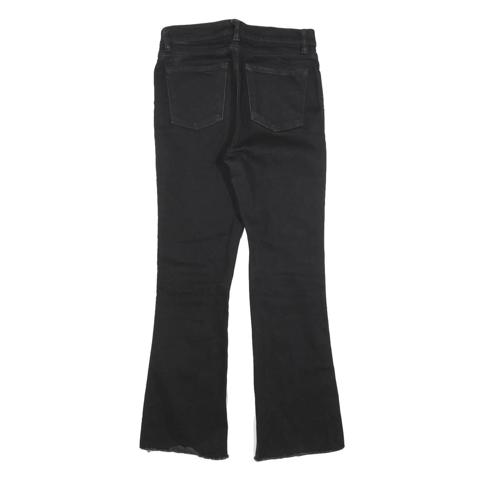 ALL SAINTS Womens Slim Black Jeans Denim Bootcut W27 L27 Raw Hem Zip