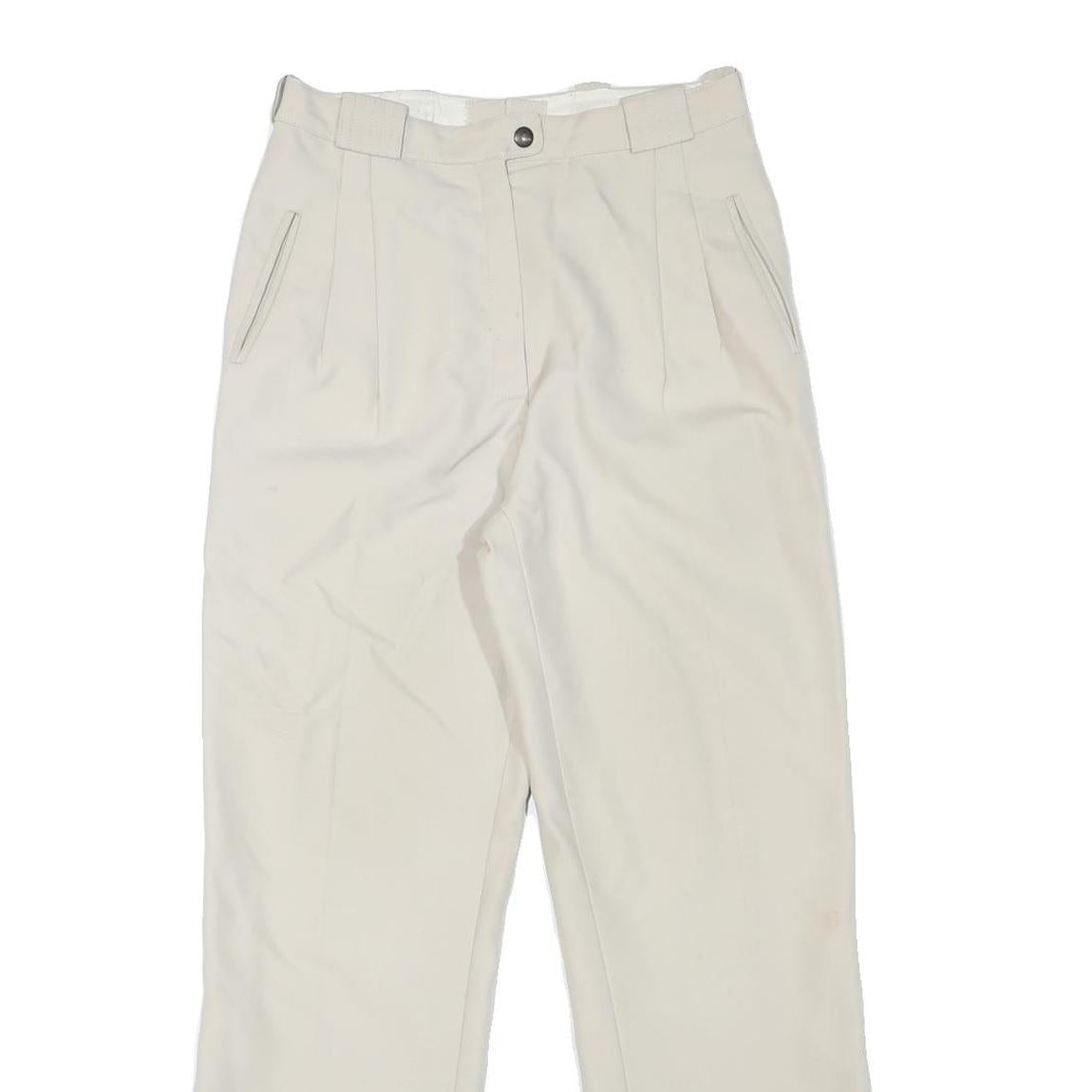 Womens Regular Fit Beige Polyester Blend Trousers W28 L29 Zip Plain