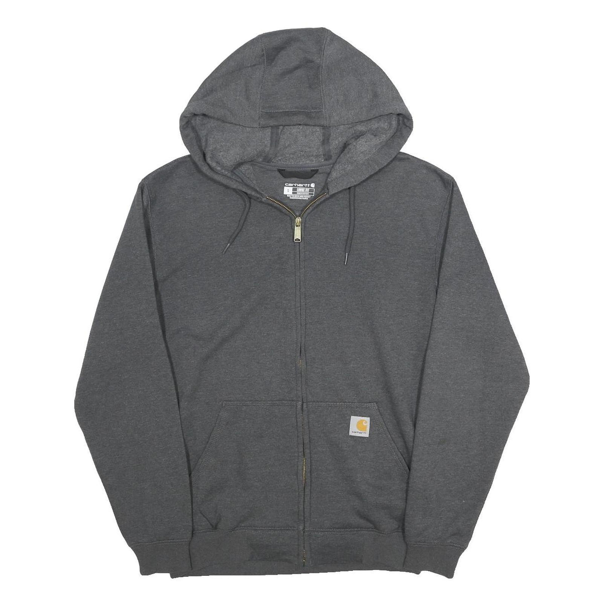CARHARTT Mens Grey Full Zip Hoodie S Cotton Blend Casual Workwear