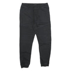 GEMO Mens Black Cotton Blend Regular Jogger Trousers W32 L26 Drawstring Waist