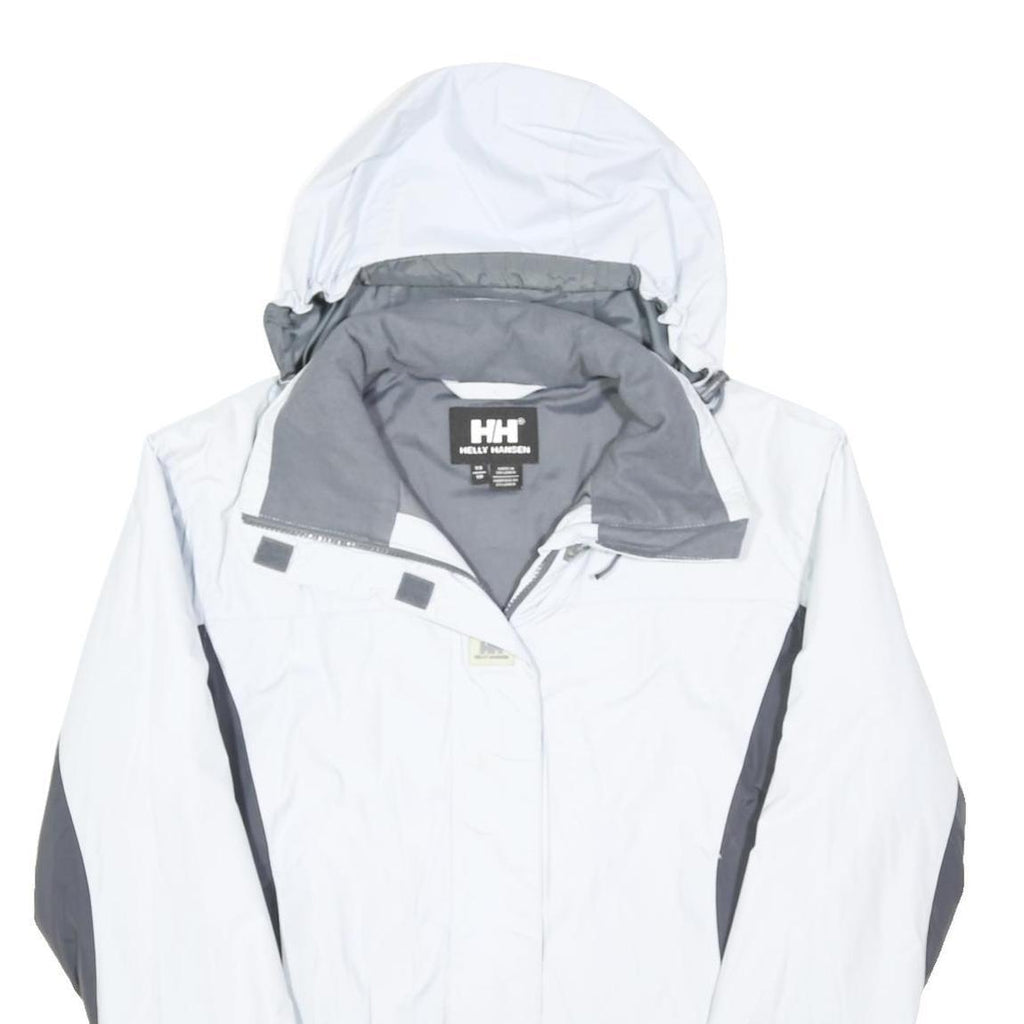 HELLY HANSEN Womens White & Grey Outdoor Jacket XS Polyester Blend Zip Hooded