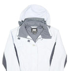 HELLY HANSEN Womens White & Grey Outdoor Jacket XS Polyester Blend Zip Hooded