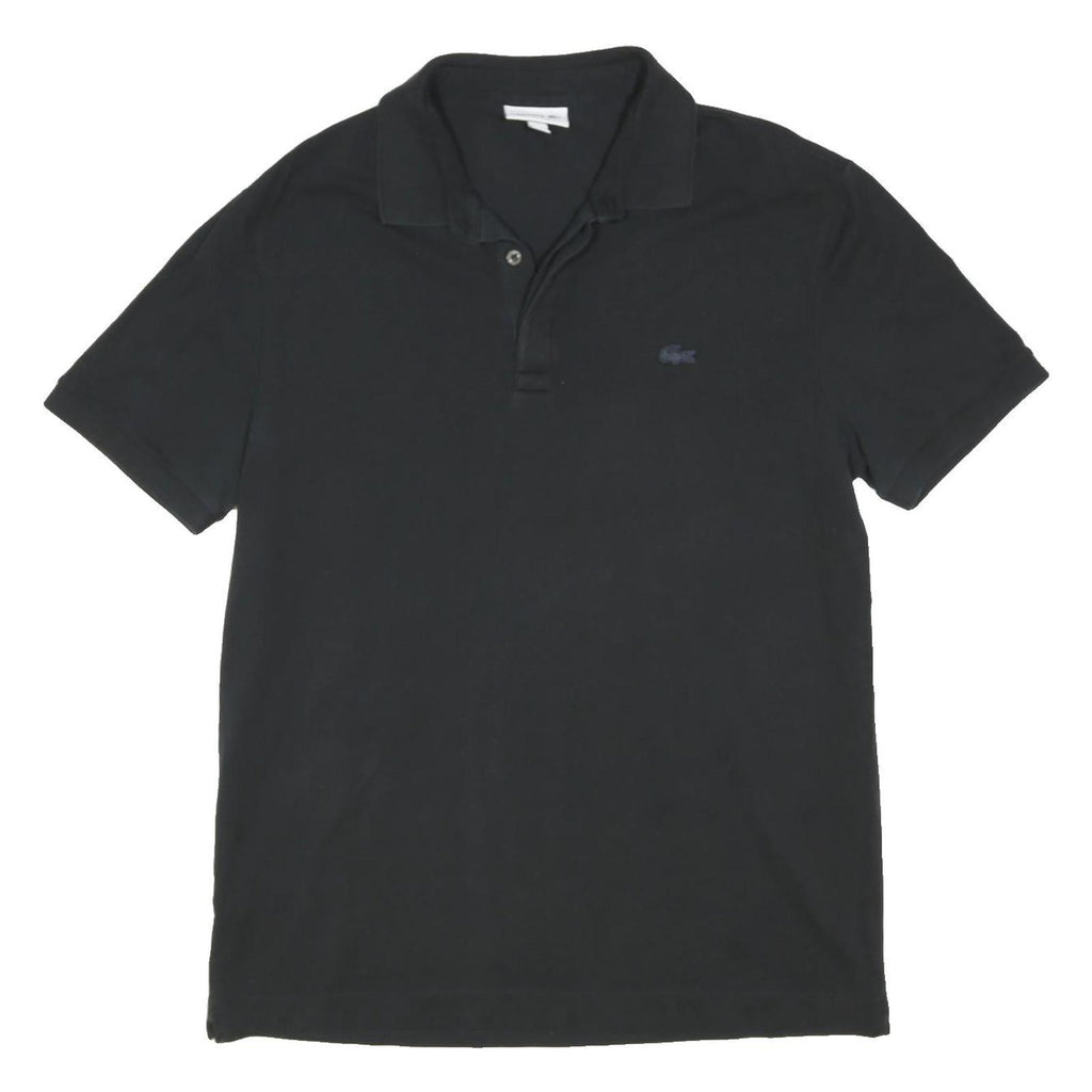 LACOSTE Mens Black Short Sleeve Plain XL Cotton Blend Polo Shirt Crocodile Logo